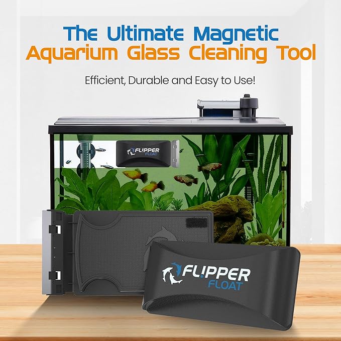 Flipper Cleaner Float - 2-in-1 Floating Magnetic Aquarium Glass Cleaner - Fish Tank Cleaner - Scrubber & Scraper Aquarium Cleaning Tools - Floating Fish Tank Cleaner, Standard