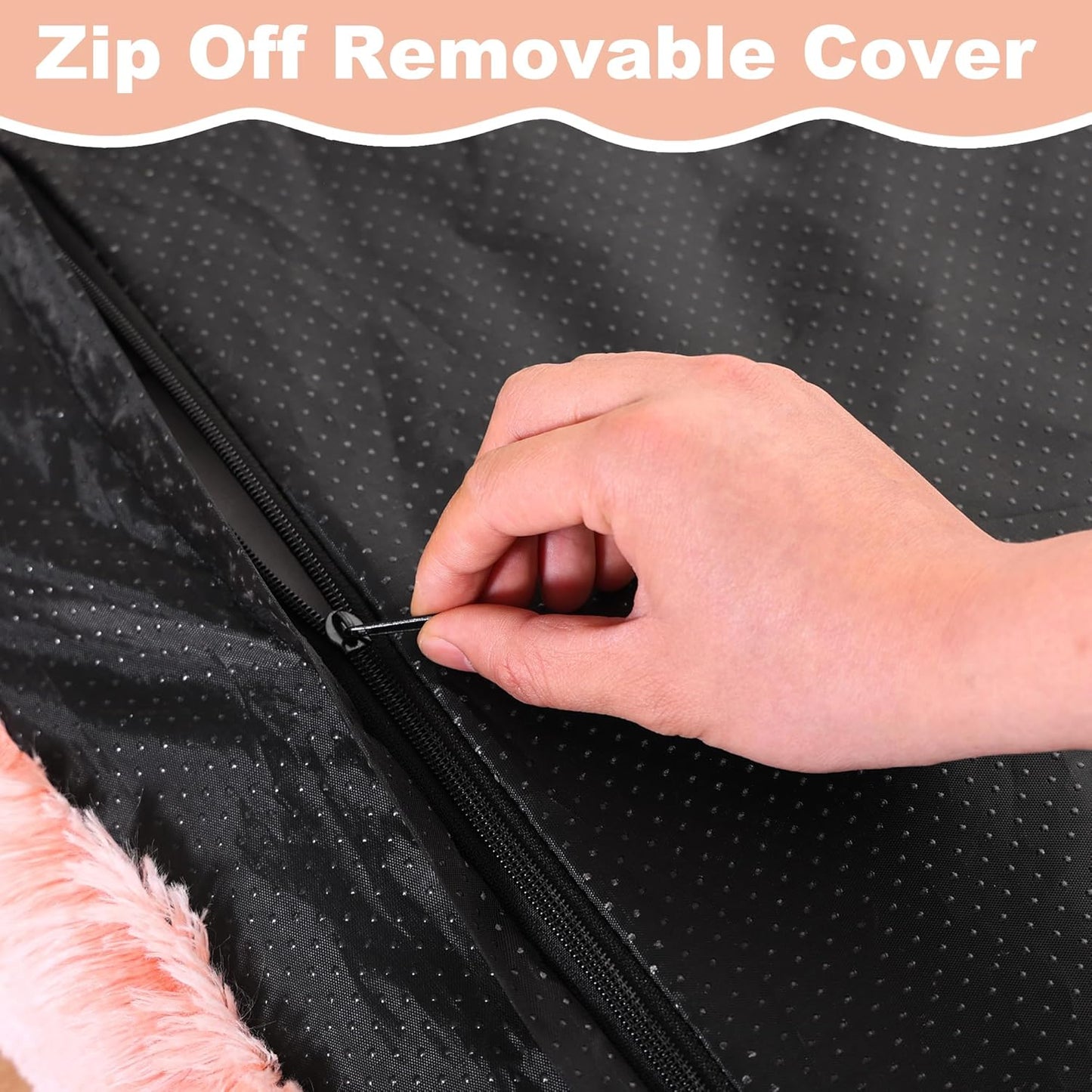 Bedfolks Waterproof Crate Bed, Plush Dog Kennel Pad with Removable Washable Cover, Faux Fur, Fluffy 47"x29", Pink