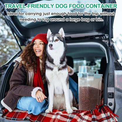 TBMax Pet Dog Cat Food Storage Container 5 to 7 lbs with Can Cover and Mixing Spoon, Airtight Bird Seed Container, Cat Food Storage Dispenser, Kibble Storage Dog Treat Bin -Light Blue