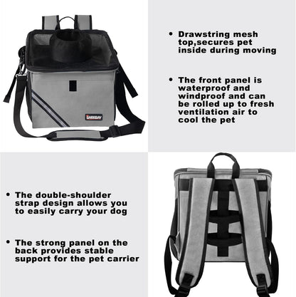 Pet Carrier Bicycle Basket Bag Pet Carrier/Booster Backpack for Dogs and Cats with Big Side Pockets,Comfy & Padded Shoulder Strap,Travel with Your Pet Safety（Titanium）