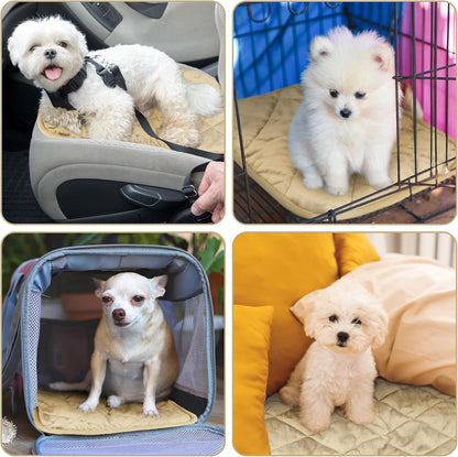 4 Pack Self Heating Cat Pad Self Warming Dog Mat Reflects Body Heat Extra Warm Thermal Pet Pad Washable Dog Cat Bed Crate Bed Mat Blanket(Beige,16 x 20 Inch)