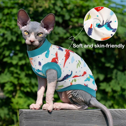 PUMYPOREITY Sphynx Cat Clothes: Stretchy Sweater, Soft Hairless Shirt, Pullover Pajamas, Turtleneck for Sphynx Cornish Rex, Devon Rex - Blue, S