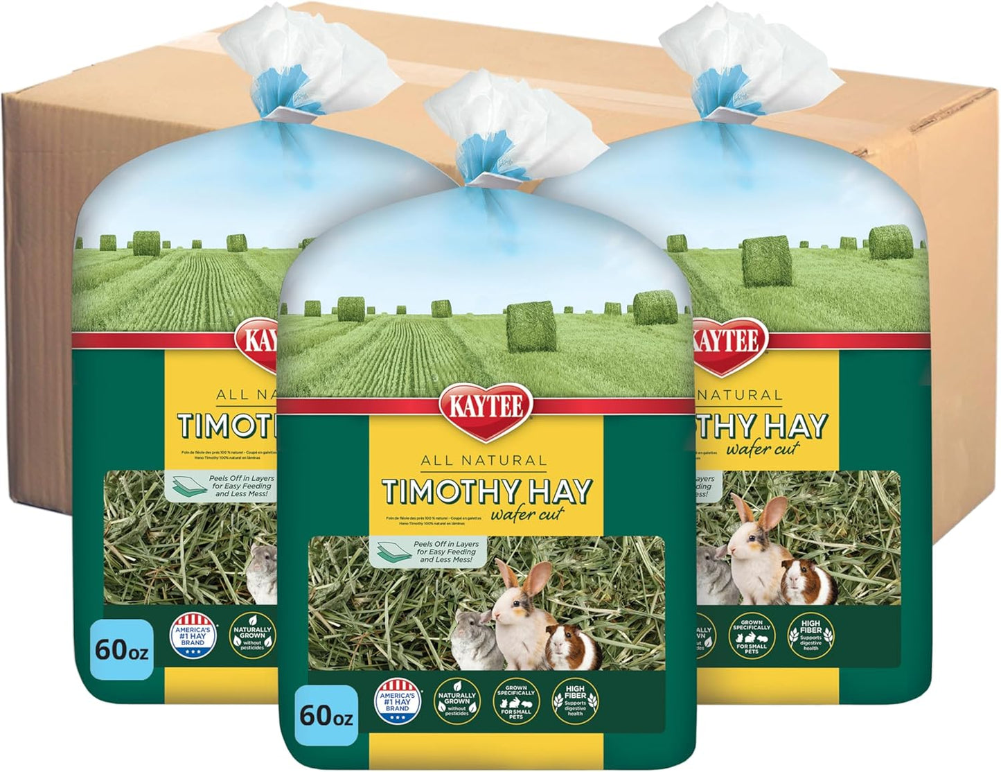 Kaytee Wafer Cut All Natural Timothy Hay for Pet Guinea Pigs, Rabbits & Other Small Animals, 11.25 Pounds