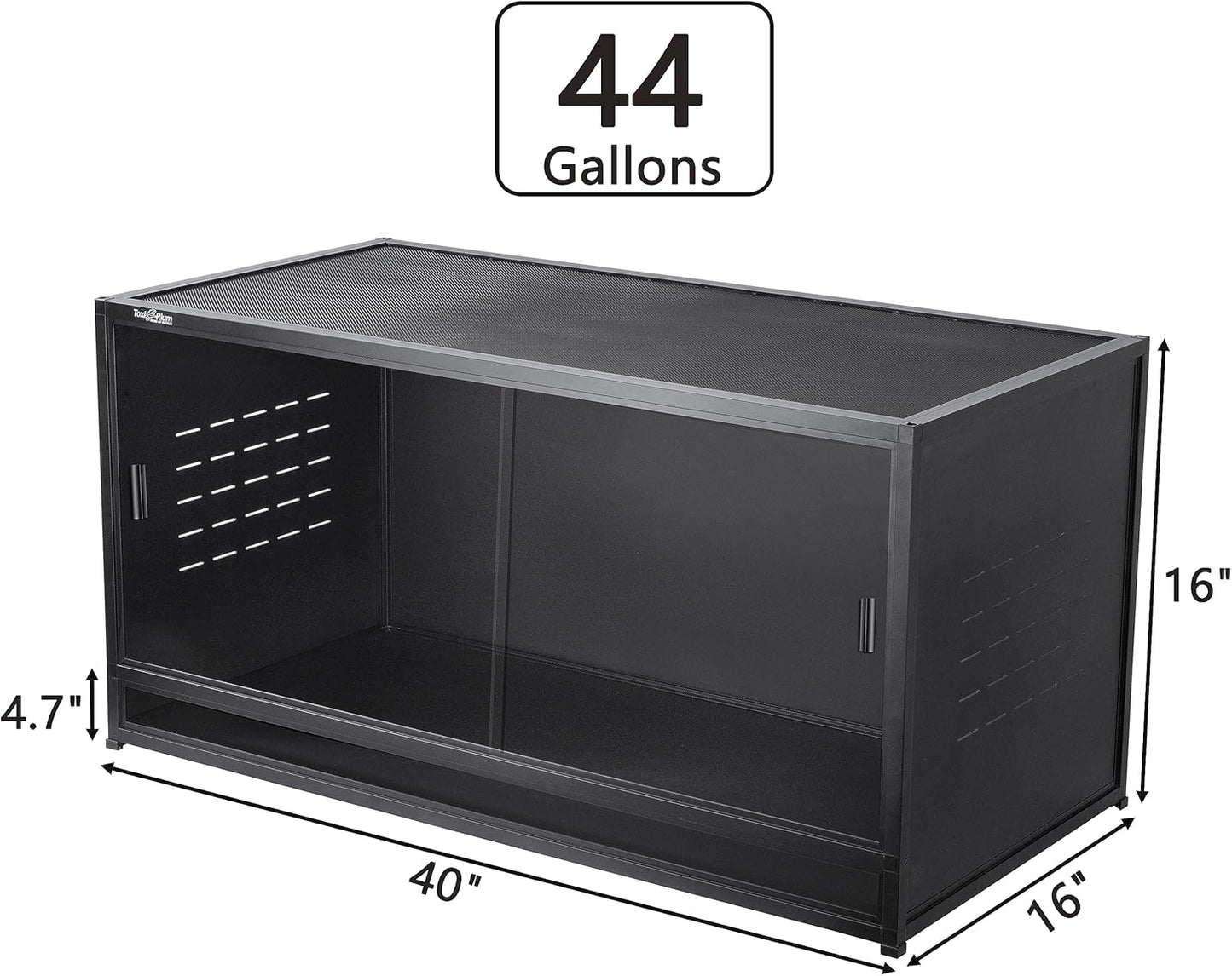 Reptile Terrarium 40''x16''x16'' ToxiRium Large PVC Reptile Enclosure 44 Gallons for Bearded Dragon Gecko Lizard Snake, Wide Breeding Vivarium Area with Sliding Doors Lock