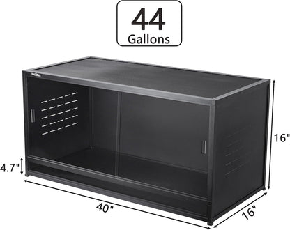 Reptile Terrarium 40''x16''x16'' ToxiRium Large PVC Reptile Enclosure 44 Gallons for Bearded Dragon Gecko Lizard Snake, Wide Breeding Vivarium Area with Sliding Doors Lock