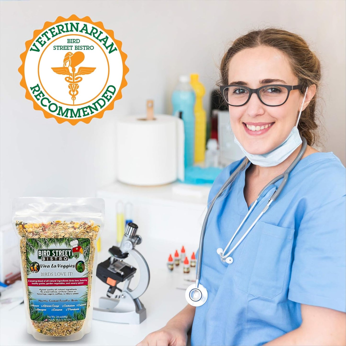 Bird Street Bistro Parrot Food - Parakeet & Cockatiel Food - Cooks in 3-15 min with Natural & Organic Grains, Legumes, Non-GMO Fruits, Vegetables & Health-Oriented Spices