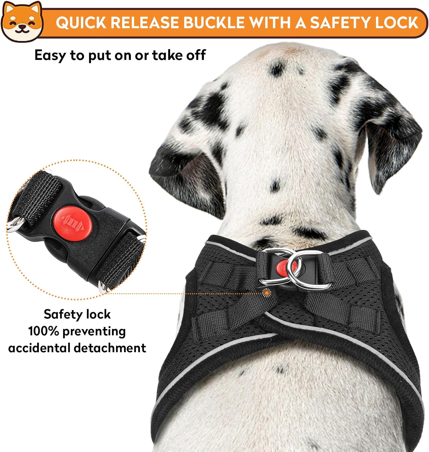 Dog Harness with Leash Set, No-Pull Step-in Reflective Pet Harness with 1 Leash Clips, Adjustable Soft Padded Easy Walk Dog Vest for Small Medium Large Dogs, Cats(Carbon Black, Small)