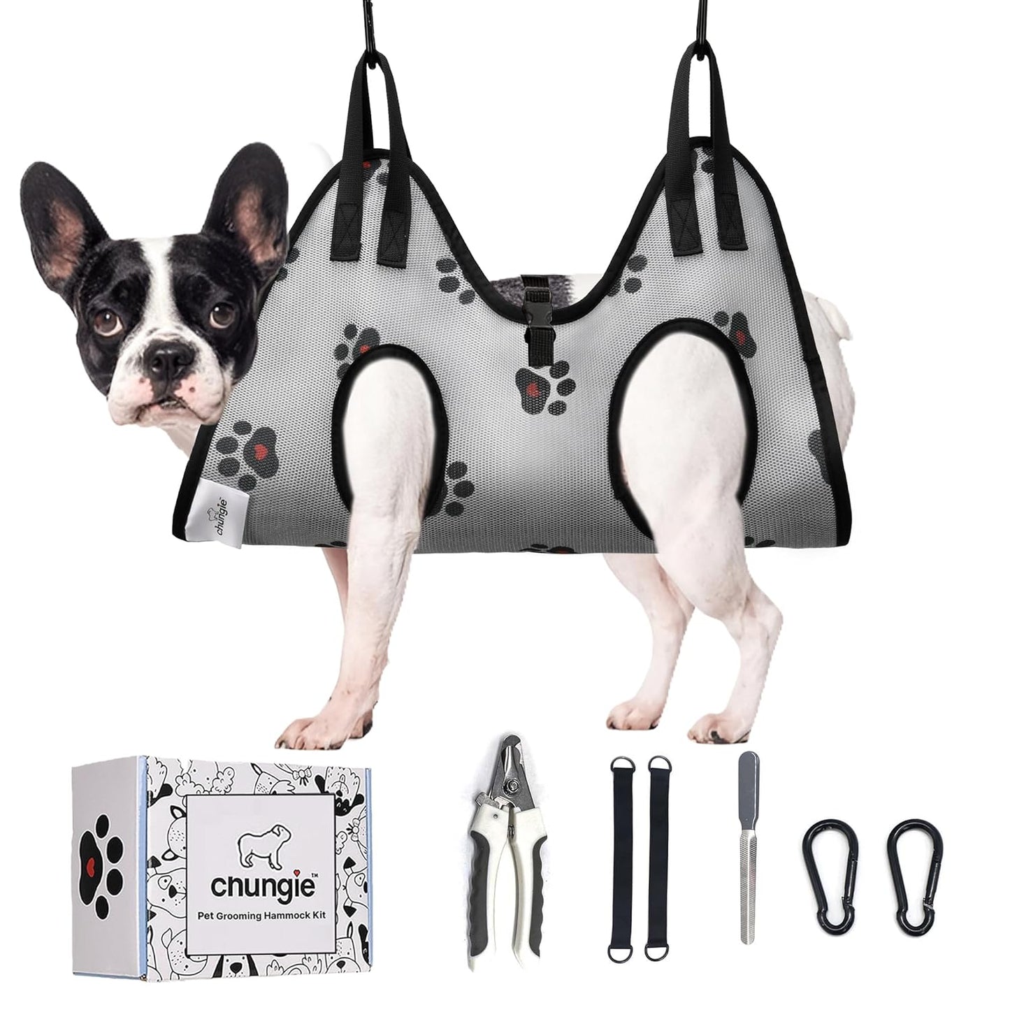 Dog Grooming Hammock for Medium Dogs – Dog Restraint for Nail Trimming with Pet Nail Clipper – Dog Sling for Grooming, Dog Hammock for Nail Cutting & Grooming Harness (Legs Spacing:11-14”)/Max W:45lb)