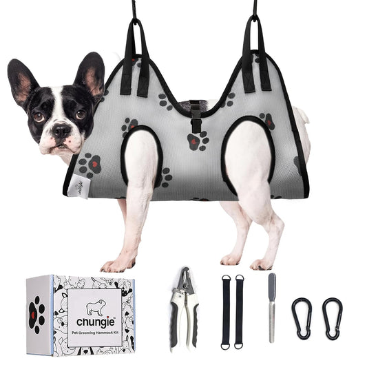 Dog Grooming Hammock for Medium Dogs – Dog Restraint for Nail Trimming with Pet Nail Clipper – Dog Sling for Grooming, Dog Hammock for Nail Cutting & Grooming Harness (Legs Spacing:11-14”)/Max W:45lb)