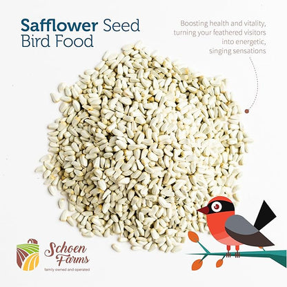 Schoen Farms Bright White Safflower Seeds for Cardinals, Jays, Finch, Dove and Others | 7 lbs (3.18 kg.)