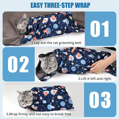 Cat Grooming Wrap,Anti-Escape Cat Wrap for Grooming,Self-Adherent Soft Cat Blanket to Wrap,Anti-Bite,Clip Nails,Anti-Scratch,Cat Calming Wrap,Cat Burrito Wrap,Swaddle Wrap Pet Tool