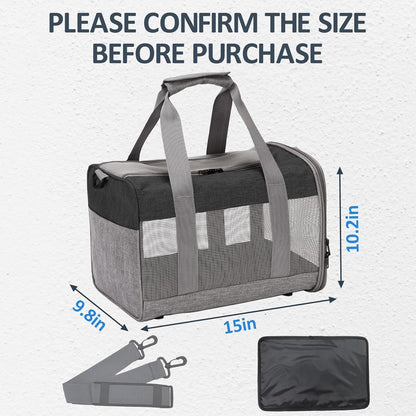 kathson Small Animal Carrier Bag, Guinea Pig Rabbit Travel Carrier Breathable Mesh Window Pet Portable Hand Bag for Hamster Bird Bunny Bearded Dragon Kitty and Etc (Grey with Black)