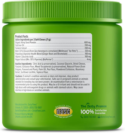 Zesty Paws Dog Allergy Relief - Anti Itch Supplement - Omega 3 Probiotics for Dogs - Salmon Oil Digestive Health - Soft Chews for Skin & Seasonal Allergies - with Epicor Pets – Hemp - 90 Count…