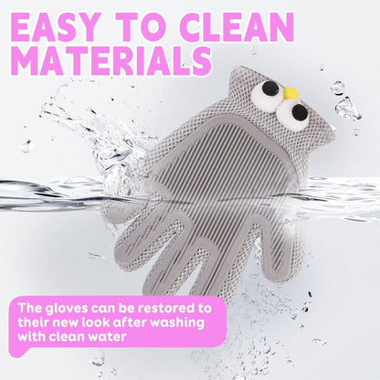Pet Grooming Gloves Suitable for Long- and Short-Haired Dogs and Cats. Double-Sided, Two-in-One, Pet Hair Removal Gloves for Depilating and Massaging Cats and Dogs. Upgraded Five-Finger Design.