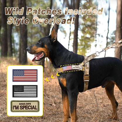 Forestpaw No Pull Dog Harness with Large Handle,Slip on Reflective Vest with Quick Release Buckle,Comfortable Flannel Lining for Medium Large Dogs Walking Training (Includes 3 Patches),Brown Camo L