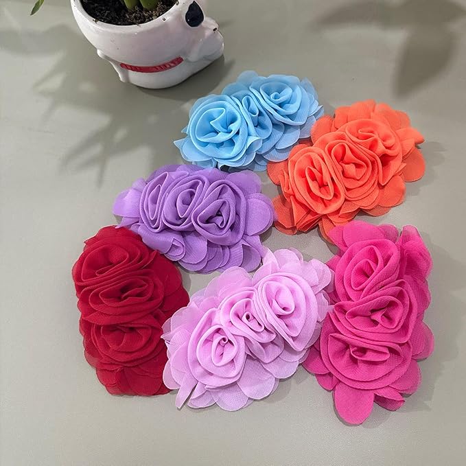 6 PCS Dog Collar Flowers, Multi-Color Pet Bow Ties Flower, Sliding Pet Collar Grooming Accessories for Puppy Small Medium Large Dogs Kitten Cats Rabbits