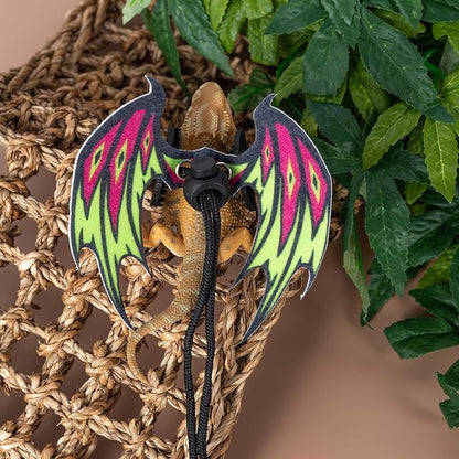 COMSUN 2 Pack Bearded Dragon Lizard Harness Leash Set, Adjustable Reptile Lizard Leashes with Adorable Dinosaur Wing for Geckos, Chameleon, Lizards