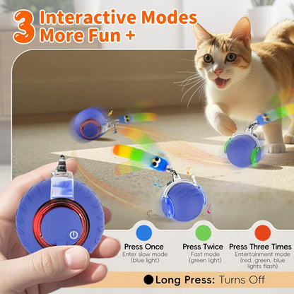 UPSKY Interactive Cat Toy Ball for Indoor Cats, Automatic Moving Electric Rolling Cat Ball Toy, 3-Speed Modes Smart Kitten Toys with Sounds, USB Rechargeable & Sturdy for Bored Kittens/Adult Cats