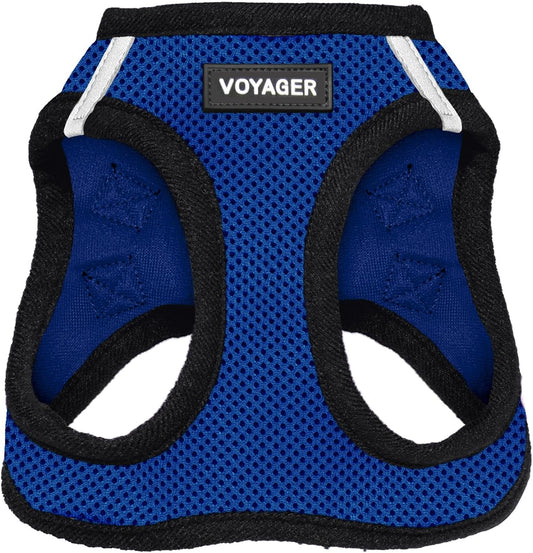 Best Pet Supplies Voyager Step-in Air Harness - All Weather Mesh, Reflective, No Pull Harness for Dogs, Cats - Secure with Hook & Loop Fastener, Buckle, Double D-Rings - Royal Blue/Black Trim, L
