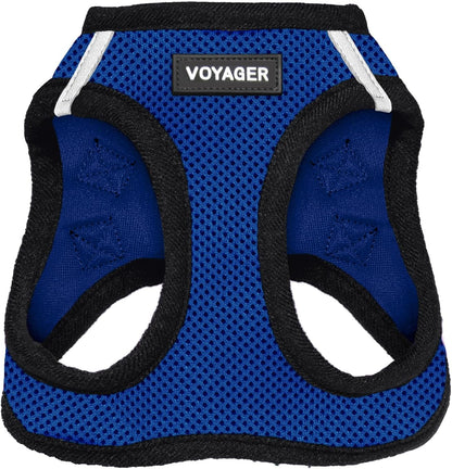Best Pet Supplies Voyager Step-in Air Harness - All Weather Mesh, Reflective, No Pull Harness for Dogs, Cats - Secure with Hook & Loop Fastener, Buckle, Double D-Rings - Royal Blue/Black Trim, S