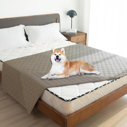 gogobunny 3X Stronger Waterproof Pet Blanket, Scratch Proof Furniture Protector for Dogs Cats, Reversible Cover 82x82 Inch, Dark Stone