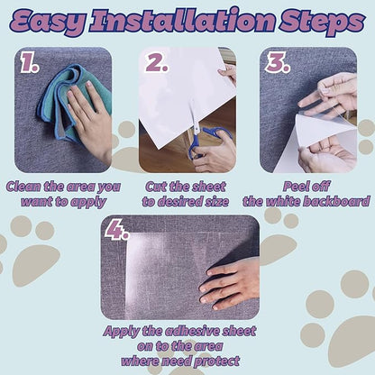 Anti-Cat Scratch Furniture Protector-12-Pack –Single-Sided, Heavy-Duty Self-Adhesive Tape, No-Residue for Couch, Doors & Walls - NO PINS