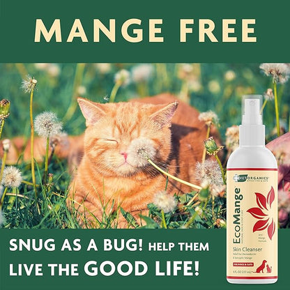 EcoMange Mange Relief for Dogs & Cats – 8 Oz. Cat & Dog Itch Relief, Sarcoptic & Demodectic Mite Spray – Herbal Extract & Essential Oil Itch Relief for Dogs – Natural Cat & Dog Sprays by Vet Organics