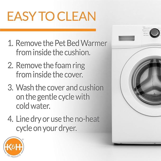 K&H Pet Products Thermo-Kitty Bed Heated Cat Beds for Indoor Cats & Dogs, Calming Warming Pillow Pet Bed, Machine Washable, Removable Heater, Safety Listed - Small 16" Round Mocha/Tan