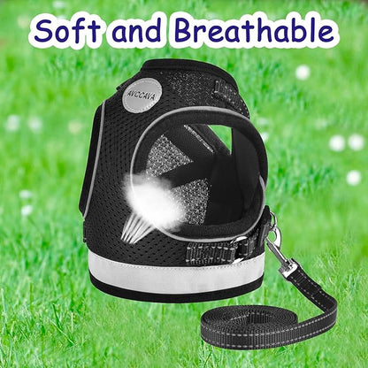 Cat Harness and Leash for Walking, Kitten Escape Proof Harnesses, Adjustable Reflective Puppy Harness with Leashes Set, Easy Adjustable Soft net Breathable Pet Safety Vest XS (Chest: 6" - 8") Black