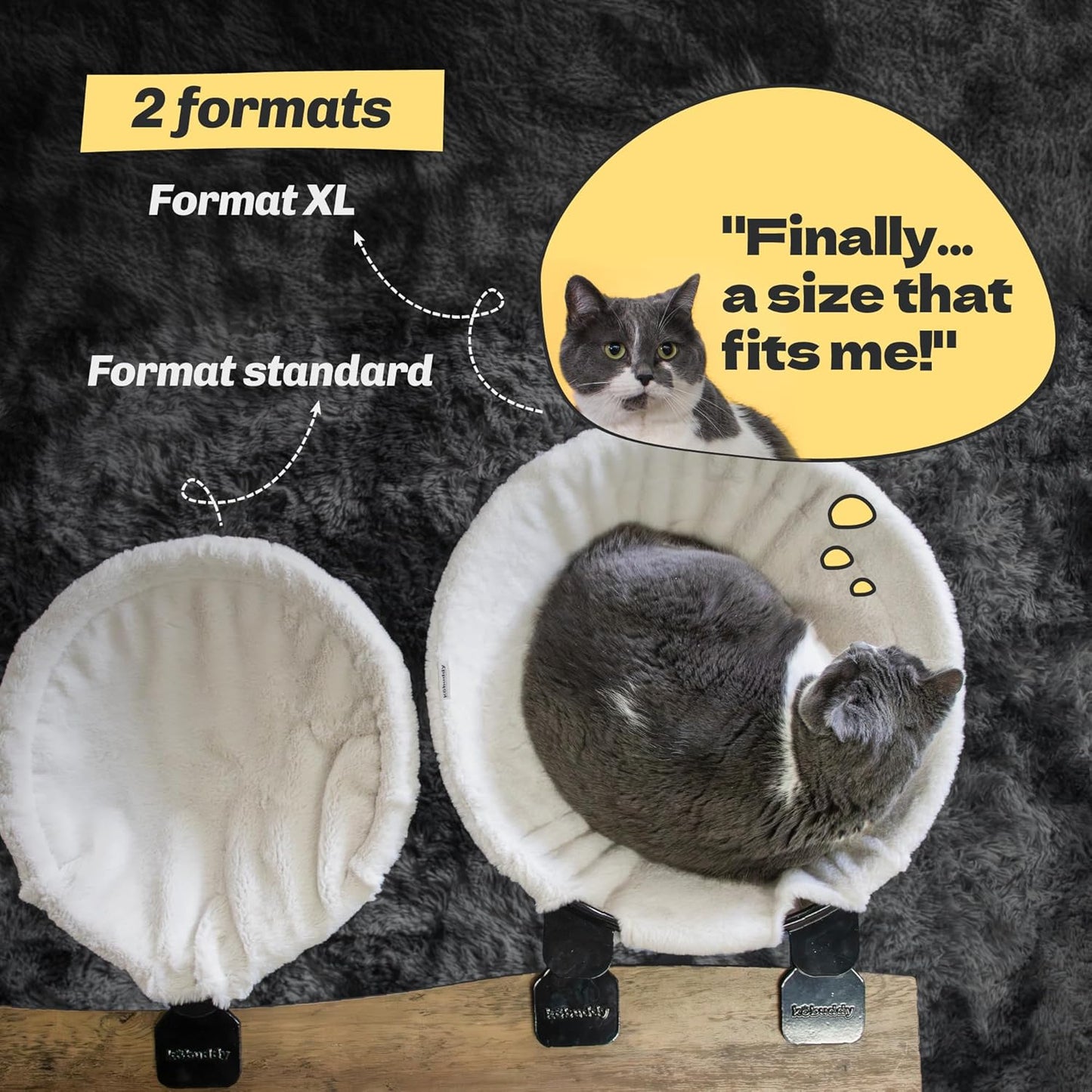 | XL Cat Desk Hammock | Heavy Duty Clamp-On Pet Bed | Indoor Pale Beige