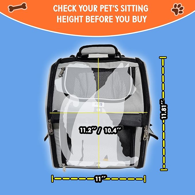 Expandable Pet Backpack Carrier – Dog & Cat Travel Bag with 4-Way Entry, Mesh Windows, Storage Pockets, Secure Zippers, Washable Cushion, Bonus 2 Collapsible Pet Bowls