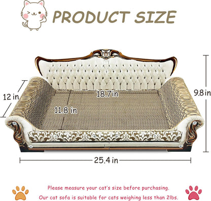 Luxury Cardboard Cat Scratcher Sofa Bed, Couch Shaped Scratching Board, Scratch Lounge with Catnip, Scratcher for Indoor Cats Large Grey