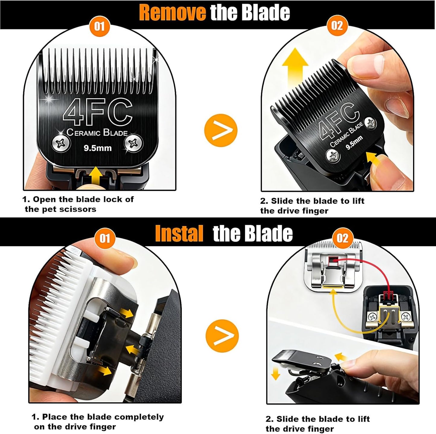 Dog Grooming Clipper Blades Replacement Compatible with Andis Dog Clippers,Most OsterA5, Wahl KM Series Pet Clippers (Black(3FC+4FC+5FC+7FC))