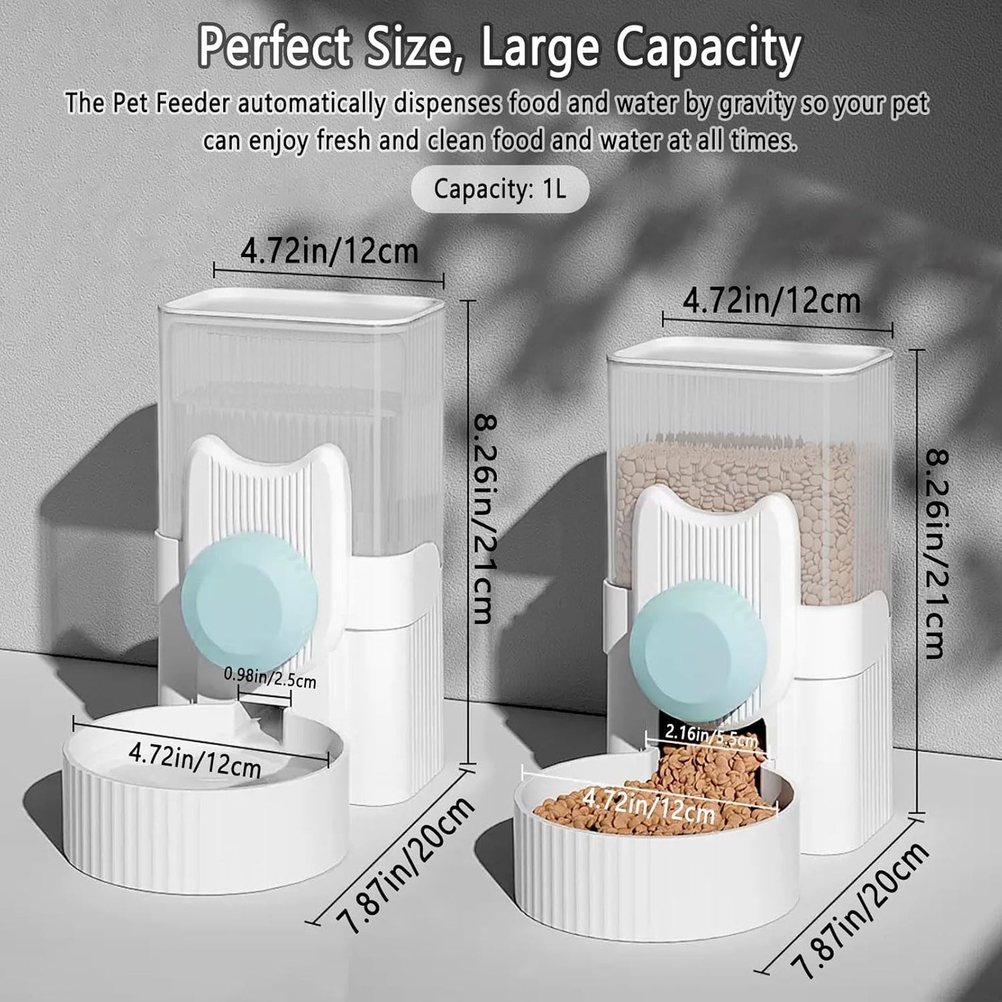 kathson Hanging Automatic Pet Food and Water Dispenser,Gravity Auto Rabbit Feeder for Cage,Guinea Pig Feeder and Waterer Set,Cat Food Bowl Dog Feeding Station for Bunny,Ferret,Chinchilla (Blue)