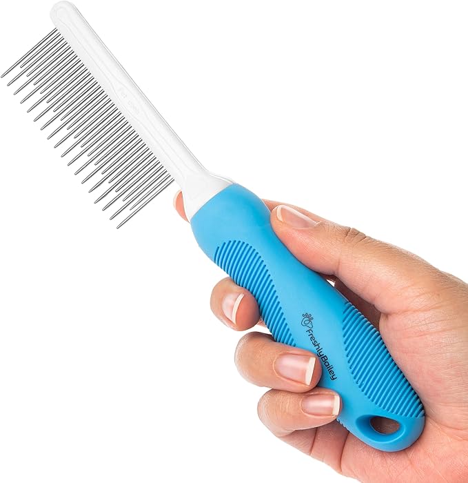 Grooming Comb for Long & Curly Hair in Dogs & Cats - Top Pet Detangler Brush - Removes & Prevents Matted Fur - Perfect for Goldendoodle, Poodle Mixes, and Cat Undercoat