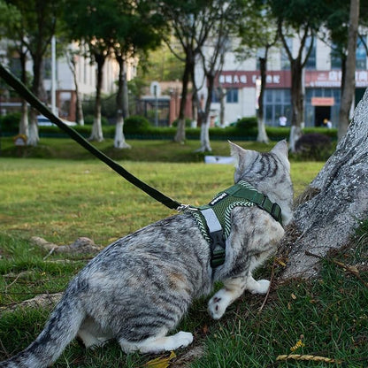 Cat Harness and Leash Escape Proof Extra Large Kitten Harness Maine Coon Cat Vest for Walking Travel, Dark Green, XXL