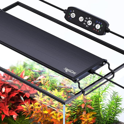 SEAOURA 24/7 Mode LED Aquarium Light for Plants-Sunrise-Daylight-Moonlight Mode, Fish Tank Light with Auto On/Off, 7 Colors, Adjustable Timer/Brightness for 36 Inch to 42 in Freshwater Tank, 36W
