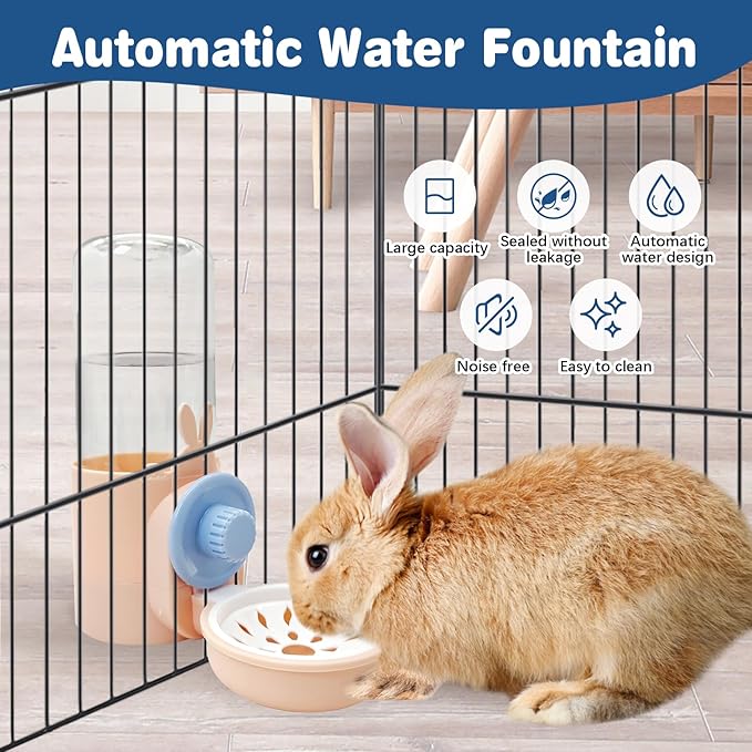kathson Rabbit Water Dispenser for Cage 17 Oz Hanging Guinea Pig Water Bottle No Drip Gravity Automatic Bunny Water Bottle No Leak Small Animal Water Bottle for Chinchilla Ferret Hamster (Pink)