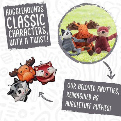 HuggleHounds HuggleTuff Plush Dog Toys - Dog Stuffed Animal Toy, Puppy Toys, Squeaky Dog Toy for Small & Medium Dogs, Durable Plush to Keep Them Busy - Puffies Woodland Friends (3 Count)