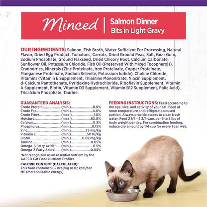 Wellness Complete Health Minced Adult Wet Cat Food, Natural, Protein-Rich, Grain Free, 3 Ounce, 24 Pack, (Salmon Entrée)