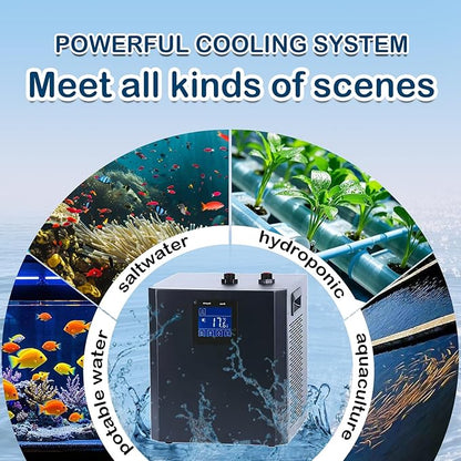 79 Gallon Aquarium Chiller, Fish Tank Chiller,1/3 HP Active Aqua Chiller for Axolotl, Aquarium Cooler with LED Display, Pipe, Water Pump, Remote Control