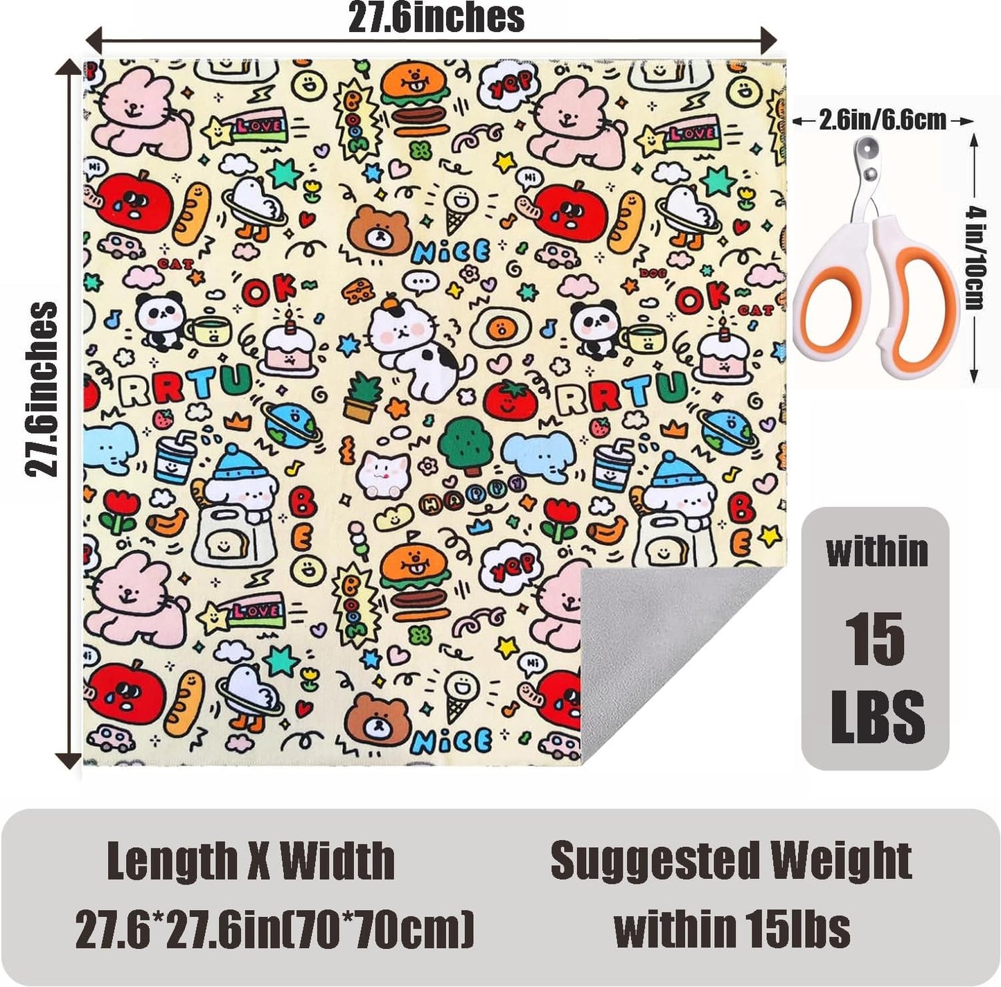 27.6'' Cat Grooming Wrap Cat Wrap for Cutting Nails, Anti-Escape Cat Restraint Wraps for Medicine Nail Clipping Ear Cleaning, Self-Adherent Cat Swaddle Wrap with Nail Clipper - Within 15lbs