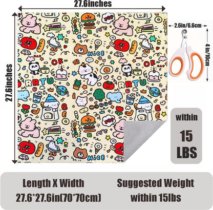 27.6'' Cat Grooming Wrap Cat Wrap for Cutting Nails, Anti-Escape Cat Restraint Wraps for Medicine Nail Clipping Ear Cleaning, Self-Adherent Cat Swaddle Wrap with Nail Clipper - Within 15lbs