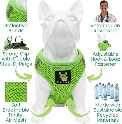 EcoBark Rapid Fastener Super Comfort Fully Adjustable Double Padded Step in Dog Harness (XXS, Green)