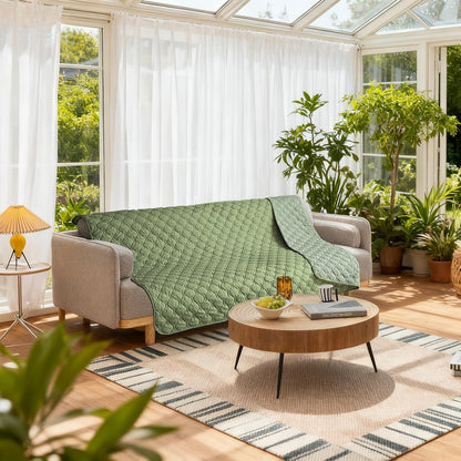 gogobunny 100% Double-Sided Waterproof Dog Bed Cover Pet Blanket Sofa Couch Furniture Protector for Puppy Large Dog Cat, Reversible (82x120 Inch (Pack of 1), Dark Green/Light Green)