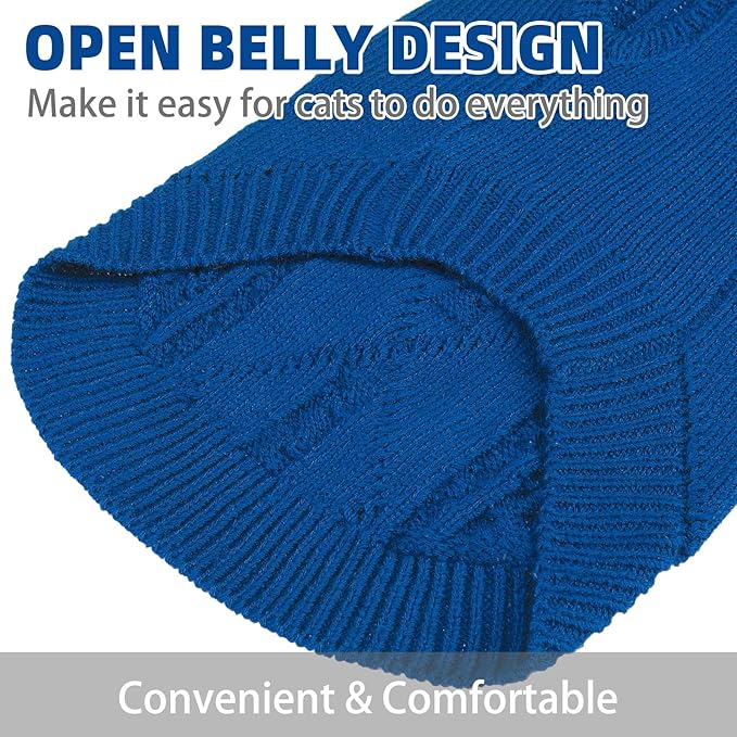 PUPTECK Winter Cat Sweater Coat - Soft Warm Cold Weather Clothes Knitwear for Kittens & Small Dogs Indoor Outdoor Wearing, Knitted Classic for Doggies Kitties Girls Boys, Dark Blue, M