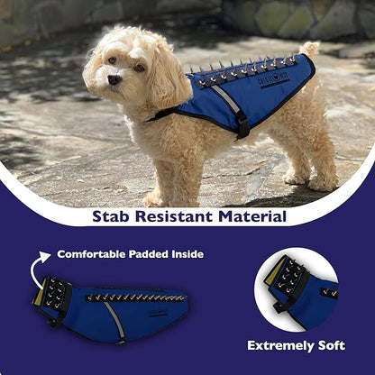CoyoteVest Dog Harness Protection Vest, Reflective Dog Accessories with Spikes to Shield Your Pet from Raptor and Animal Attacks, Proudly Made in America (Medium, Royal Blue)