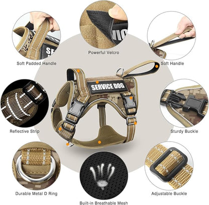 WINSEE Tactical Dog Harness, No Pull Dog Harness for Medium Large Dogs with Handle & Molle, Military Service Dog Vest Harness in Training Pet Harness for Small Dogs