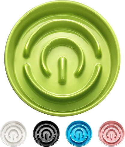 Ceramic Slow Feeder Dog Bowls, 0.6 Cup Slow Feeder for Small Dogs and Cats, Puzzle Maze Bowl, Prevents Choking, 6in, Green
