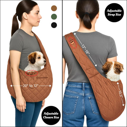 Small Dog Carrier Sling – Copper Brown Hands‑Free 2‑in‑1 Cross‑Body & Handheld Pet Sling for Small Toy Dogs up to 3-8 lb, Parachute‑Grade Rip‑Stop Nylon, Padded Strap & Safety Tether